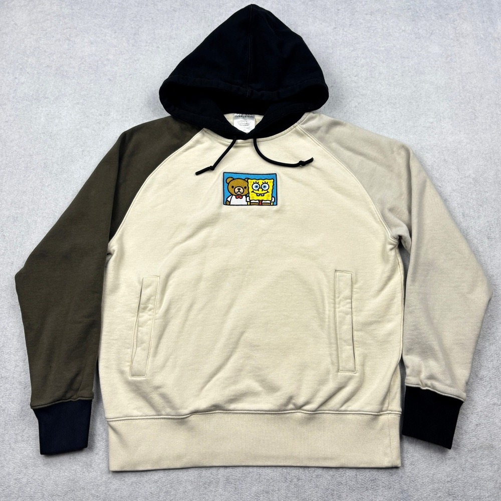 Teddy Fresh SpongeBob Hoodie XS Colorblock Embroidered French Terry Collab 2020